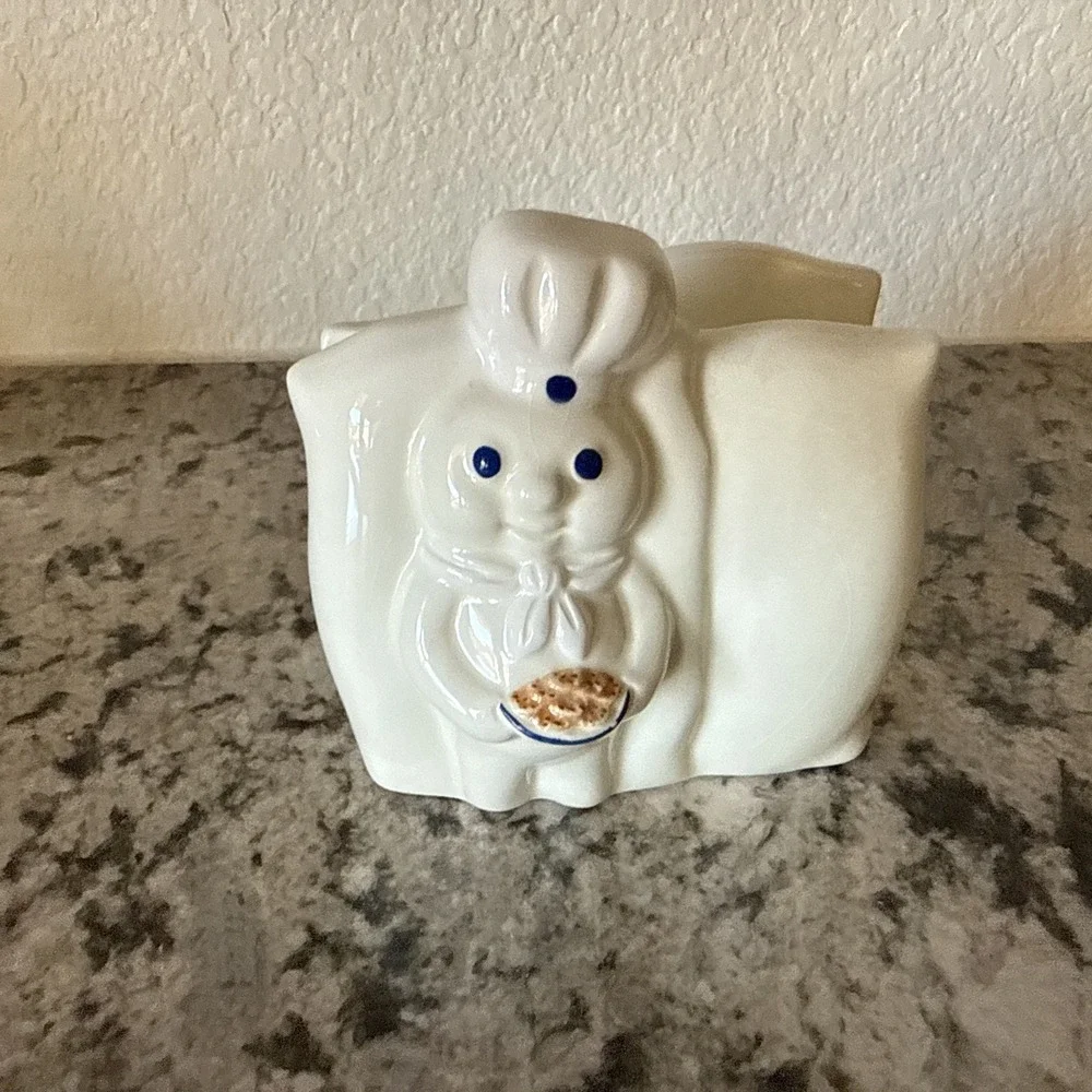 Vintage 1997 Pillsbury Doughboy Ceramic Set Holder,  Napkin Holder  *READ*